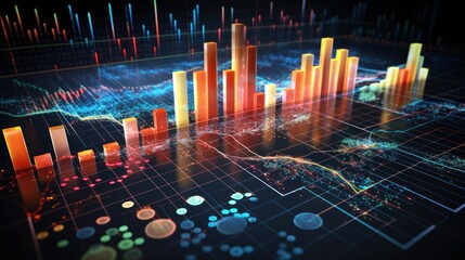 Representation of data analytics,charts, graphs and data driven insights emerging from a sea of information