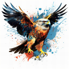Colorful Splash Art Eagle in Flight - Dynamic Abstract Wildlife Vector Illustration for Creative Design and Wall Art Decoration
