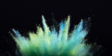 Explosion Of Blue And Green Powder