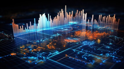 Representation of data analytics,charts, graphs and data driven insights emerging from a sea of information