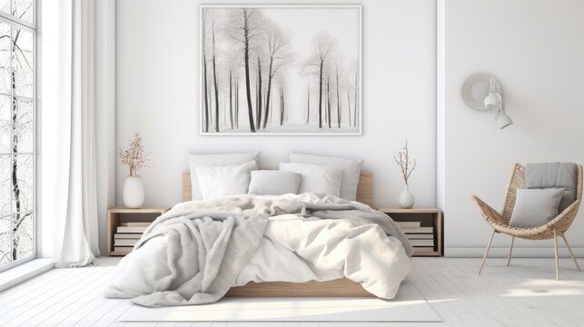 Scandi style a white bedroom.