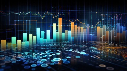 Representation of data analytics,charts, graphs and data driven insights emerging from a sea of information