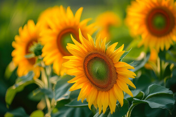 Fototapeta premium Golden Blooms: Spring's Sunflower Symphony