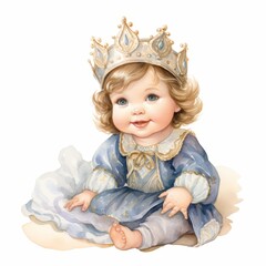 Regal Infant in Blue with Gilded Crown