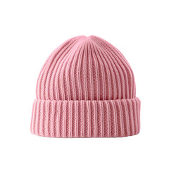 Knitted hat in pink color isolated on transparent background