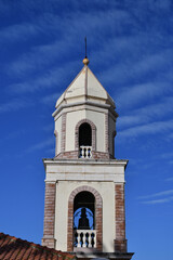 A bell tower of a church in Castellabate,  village in Campania region, Italy.