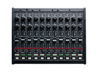 Analog mixer, transparent background, isolated image, generative AI