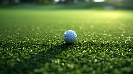 Close-up golf ball on the field 