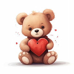 cute teddy bear holding a heart 