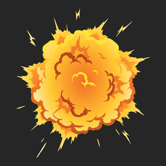 Explosion animation effect for game. Burst explosion in cartoon style. Bomb or bang.  isolated illustration