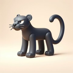 Obraz premium Adorable 3D panther icon on a light background. 3D clay cartoon model of a panther.