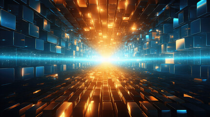 Digital absctract background. Cyberspace with Particles and Digital Network.