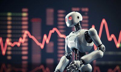 AI Trading. AI Robot on chatGPT generate analytic Trading chart. AI trading bots. Artificial intelligence bot on investment. Broker Crypto bot. Trader Robot on analys cryptocurrency. Gas oil futures