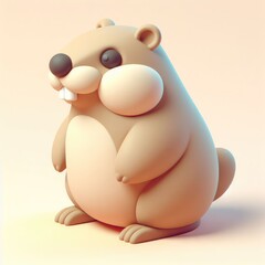 Naklejka premium Cute 3D hamster on a light background. 3D clay cartoon model of a hamster.