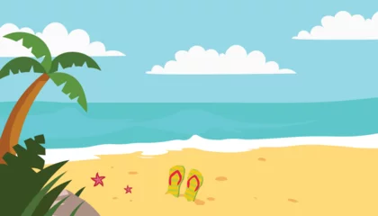 Gordijnen Summer Beach background vector illustration. © azad_r
