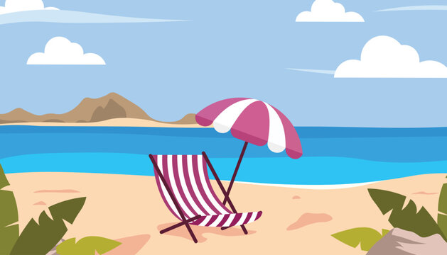 Summer Beach background vector illustration.
