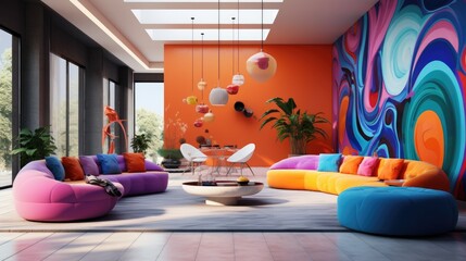 Contemporary vibrant indoor space.