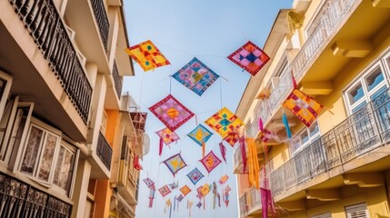 Makar Sakrati kites in the sky. Generative AI