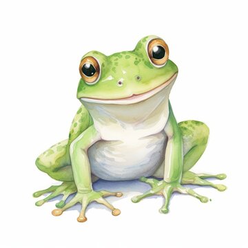 Cheerful Frog Watercolor Painting