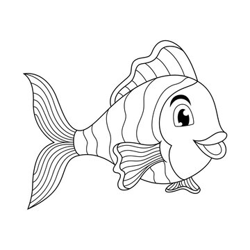 recommend clip art: Cute clown fish cartoon line art