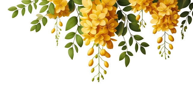 Cassia fistula Kani Konna flower illustration without background for Kerala festival vishu celebration