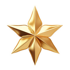 Gold star for Christmas. Isolated on transparent background.