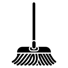 Floor mop icon symbol, flat illustration, black color silhouette, white background