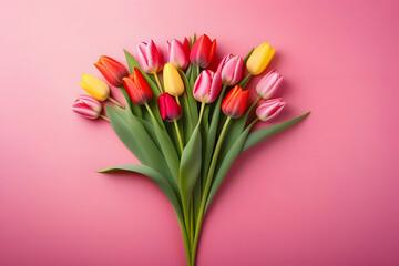 Beautiful spring bouquet of blooming tulips
