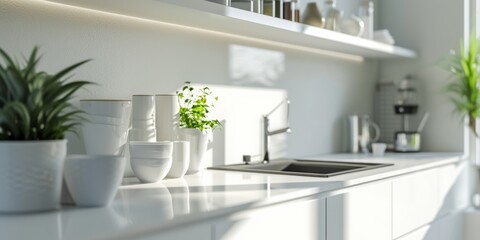 Fototapeta na wymiar moderne weiße Einbauküche