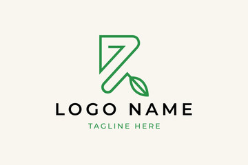 Minimalist Letter R Leaf Nature Logo design