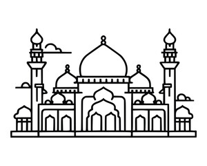Islamic mosque vector illustration minimalist design. Islamic mosque for Ramadan Kareem or Eid Mubarak graphic vector design