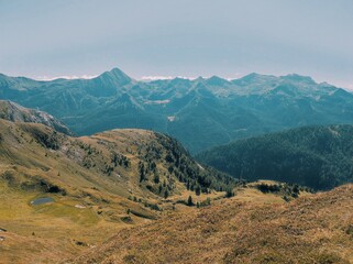 Landscape in the mountains, on a way to Twenger Almsee, Obertauern, Austria