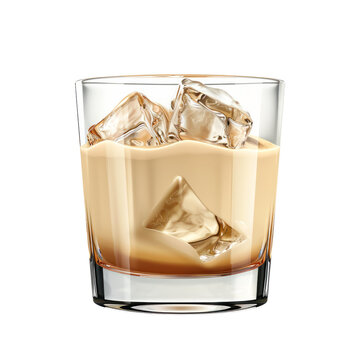 Glass shot of cream liqueur baileys. Isolated on transparent background.