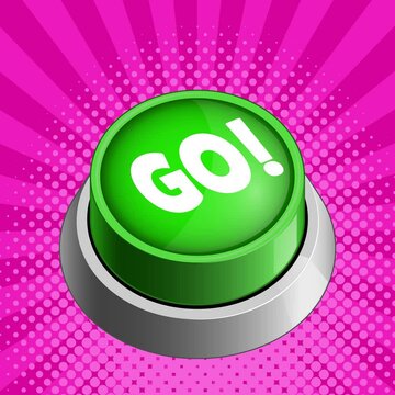Go green button on colorful bright background. Square concept Video animation. High quality 4k footage
