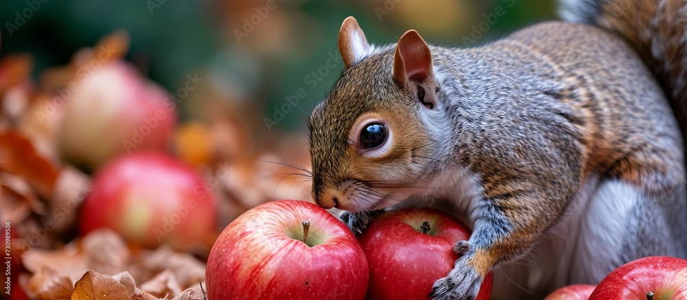 Poster the apples are no longer fresh due to squirrel bites.