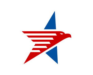 Abstract eagle head with star shape logo