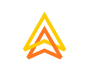 Abstract arrow up in line art logo