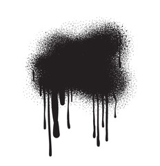 Black color spray paint or graffiti design element on the white wall background.	