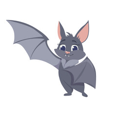 Bat. Vector illustration of a vampire bat scary flying Halloween icon isolated on a white background.