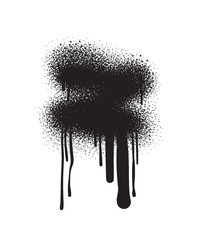 Black color spray paint or graffiti design element on the white wall background.	