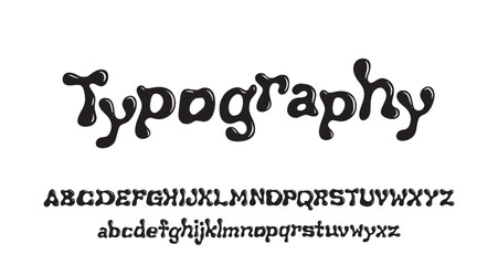 Vector Hand Drawn Alphabet. Trendy Liquid and Groovy Letters. Decorative Artistic Font. Y2K Letters Style.	