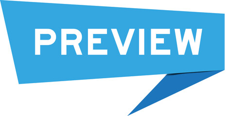 Blue color speech banner with word preview on white background