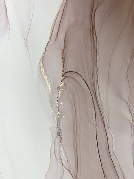 Abstract fluid art in neutral tones. Hand-made with alcohol ink. Features organic flowing shapes and marbling effect. No real property or natural materials depicted