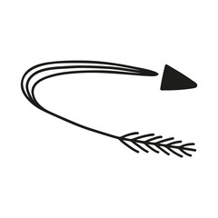 Hand drawn arrow isolated on a white background. Doodle, simple outline illustration. It can be used for decoration of textile, paper.