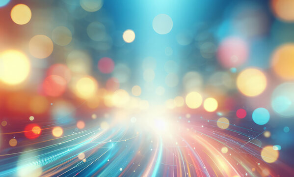 Abstract background with bokeh effect. Blurry street light rays background.