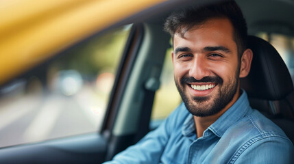 Smiling Man driving a Car