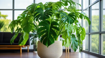 Fototapeta premium Growing the Swiss Cheese Plant, Philodendron Monstera, hydroponically