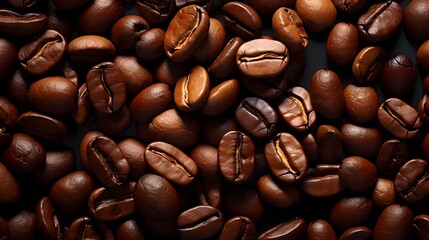 Top view of a gourmet coffee beans mockup on a solid background - obrazy, fototapety, plakaty