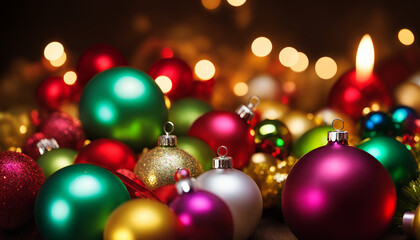 Fototapeta na wymiar Christmas tree bulb decorations background, Christmas balls.
