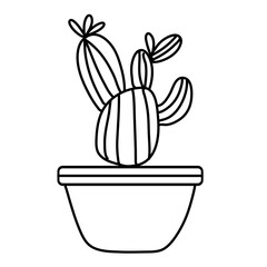 Potted cactus outline illustration